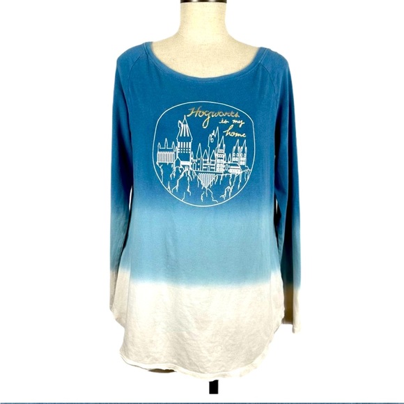 Harry Potter blue & white hogwarts is my home long sleeved top size medium - Picture 1 of 5